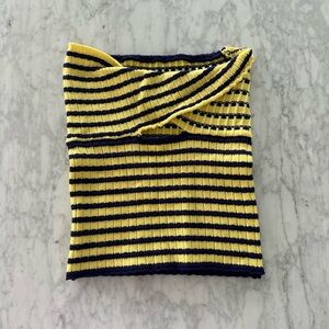 Yellow and Blue Striped Knit Top